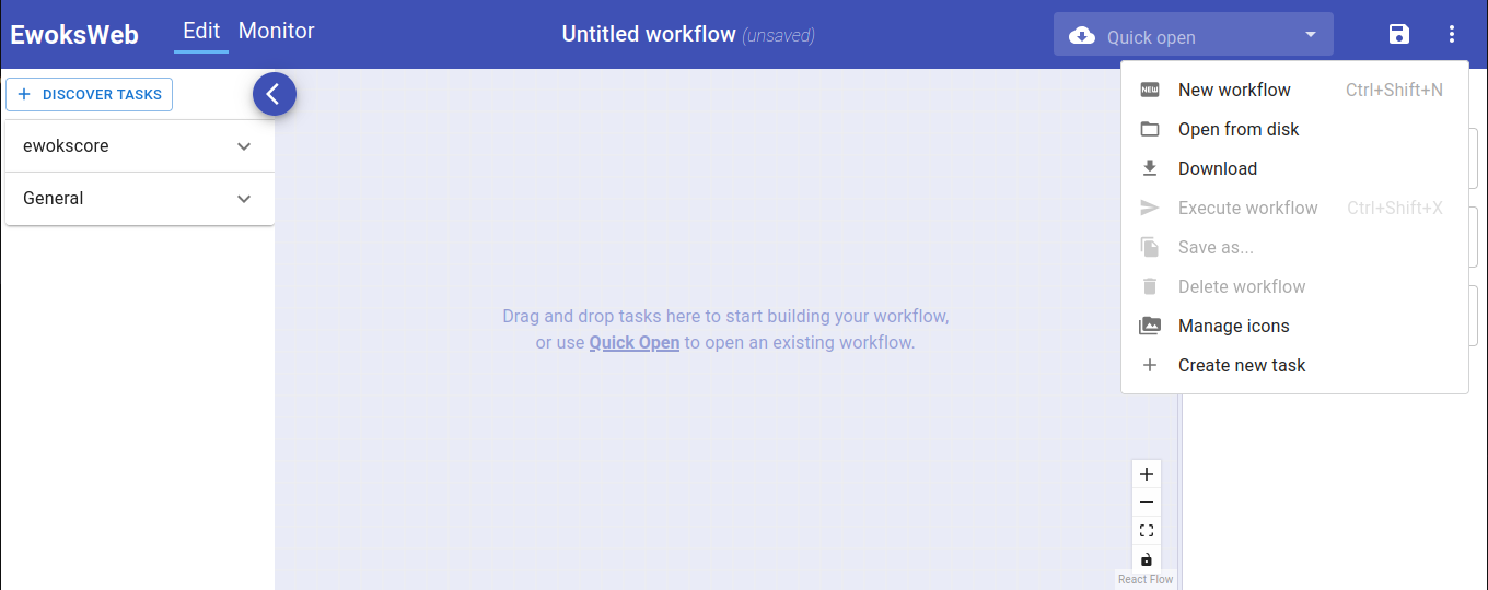 Open the workflow file from disk in the web UI.